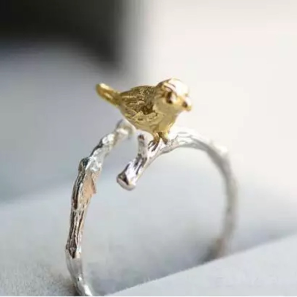 “Morning Companion” Bird Tree Branch Nature Ring - Picture 6 of 6